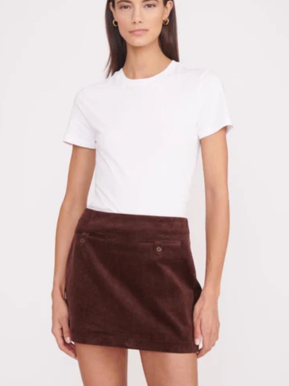 STAUD Annette Brown Corduroy Mini Skirt